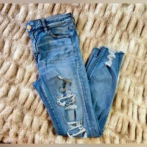 American Eagle Outfitters - Light Blue Distressed Skinny Jeans
